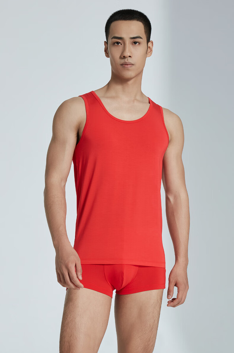 BODYWILD Men's Modal Base Vest Soft Modal Basic Undershirt Red Zodiac Year ZBN11PI1 Red Size 175 2