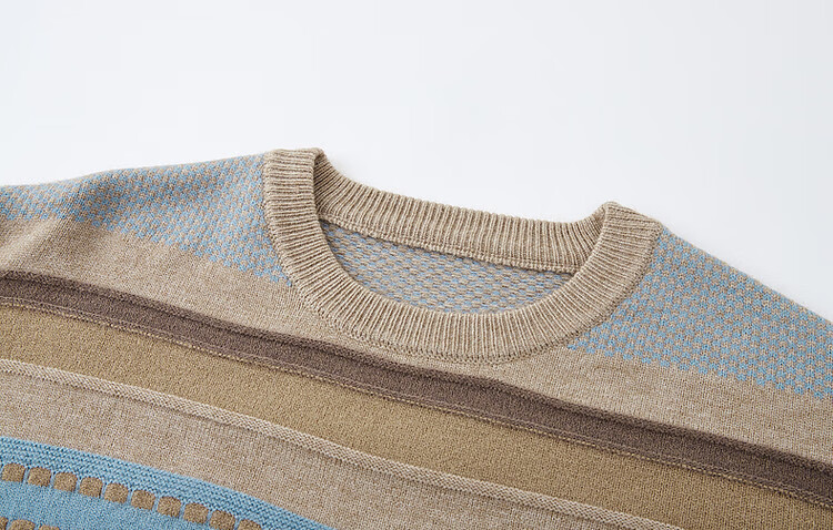 Dme [Light Mature Commuter] Autumn And Winter Round Neck Fleece Striped Contrasting Color Sweater, Long-Sleeve Knit Top for Wome 8