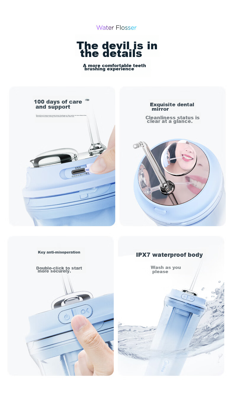 Midea Water Flosser, Portable Oral Irrigator for Adults, Home Use, Milk Tea Cup, Lavender Purple CL2, Recommended As Birthday And Holiday Gift for Couples 20
