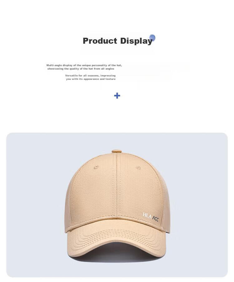 HLA Baseball Cap for Men And Women, Pure Cotton Visor Cap, Large Head Circumference, Fashionable Outdoor Sun Protection Hat, Xingdai Black 13