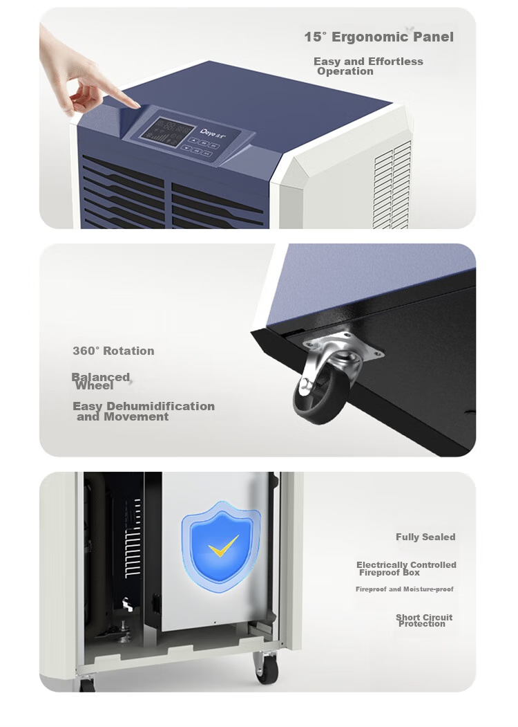 Deye Dehumidifier, Dehumidification Capacity 70 Liters/day Suitable for 200 Square Meters, High-Power Dehumidifier for Villas, Basements, Warehouses, Workshops DY-890C 16