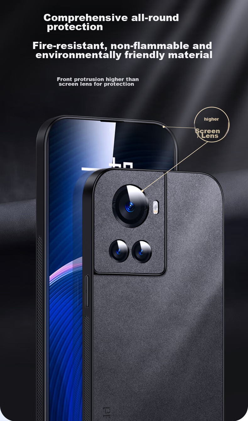 Shangsu Compatible with OnePlus Ace Phone Case, 1+ ACE Protective Cover, Shockproof, Full Lens Protection, Soft Shell, Simple Luxury Lambskin Silicone Outer Case, for Women And Men, Leather Case, Black 9