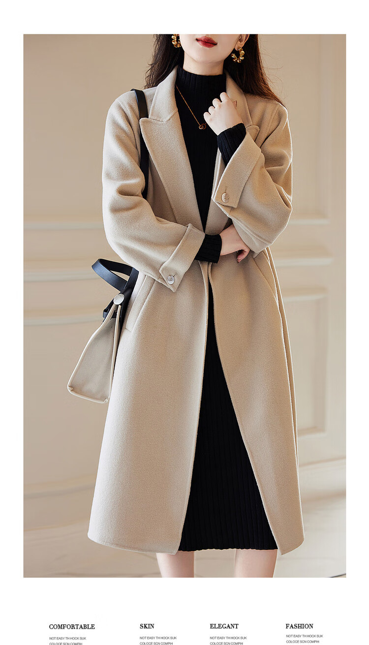 Dme [Jingshu Merino Wool Coat] Winter Old-Style Lapel Double-Breasted Long Elegant Slimming Coat Women's Outerwear 2
