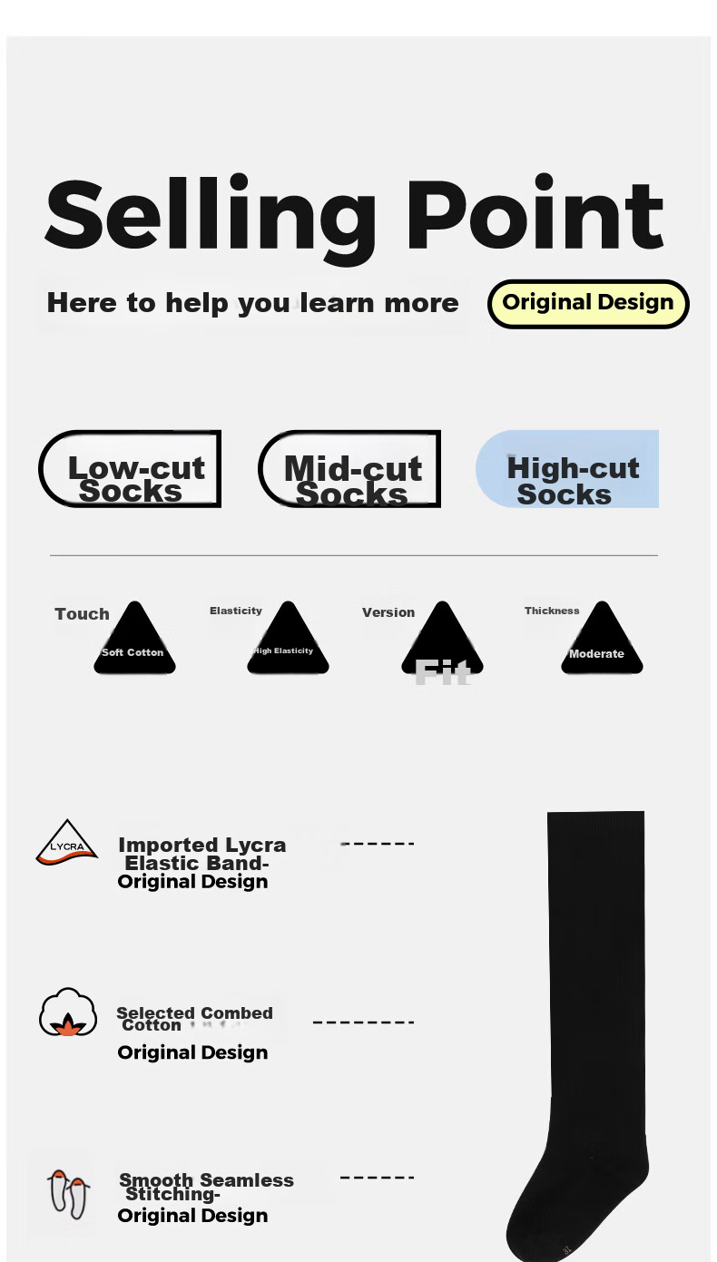 Zhiyouban Girls' Mid-Calf Socks, Children's Knee-High Socks, Spring And Autumn Style, Over-Knee White Long Socks, Black High Socks for Girls, Student Socks 16