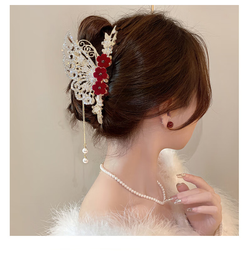 Gunai Elegant Butterfly Hair Clip, Claw Clip, Hair Accessory, Updo Shark Clip, Goddess Festival And New Year Gift for Girlfriend 14