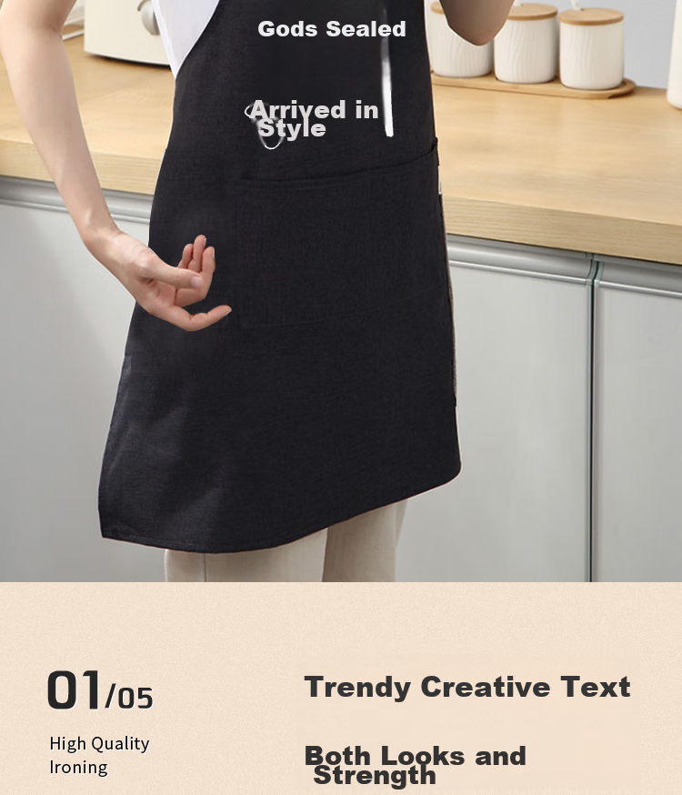 Jiapinhui Apron, Home Light Luxury Canvas Navy Blue Apron, Unisex Style, Adjustable Size, LF-2436 4