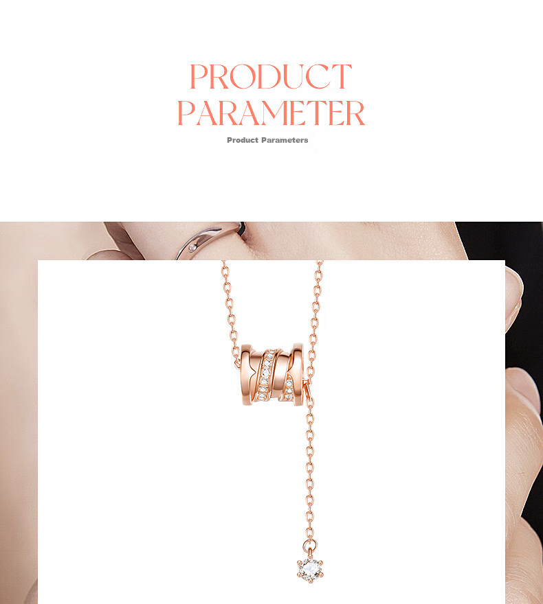 FanciFanci Slim Waist Silver Necklace for Women Rose Gold Luxury Pendant Birthday Gift for Girlfriend 6