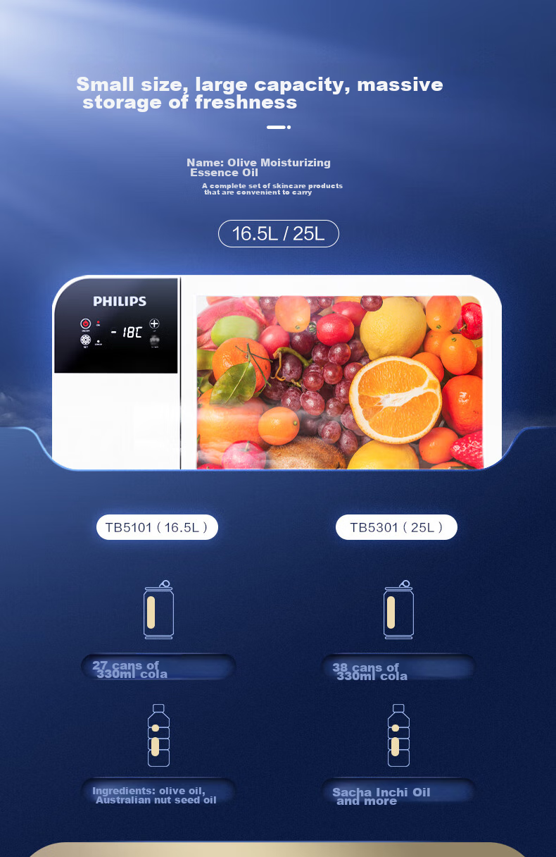 PHILIPS Car Compressor Refrigerator, Portable Fridge for Car And Home Use, Refrigeration And Freezing, TB5101, Outdoor And Home Appliance 15