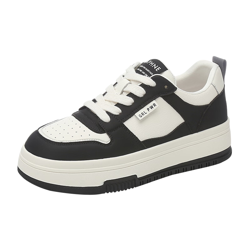 DAPHNE Women's Casual Shoes, Thick-Soled Panda Shoes, Versatile Soft-Bottomed Comfortable Flat Shoes, Slimming Sneakers for Women, Black, Size 40