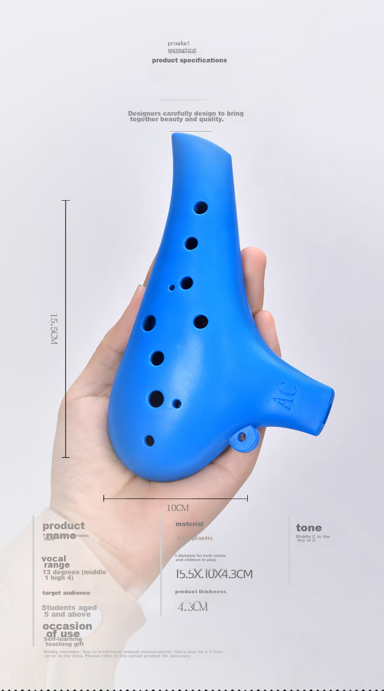 HAMDUN, 12-Hole AC Blue Flat-Mouth Resin Plastic Wind Instrument, Alto C Key, Beginner Entry-Level Teaching Instrument, Plastic And Rubber Wood School-Specific Flute 3