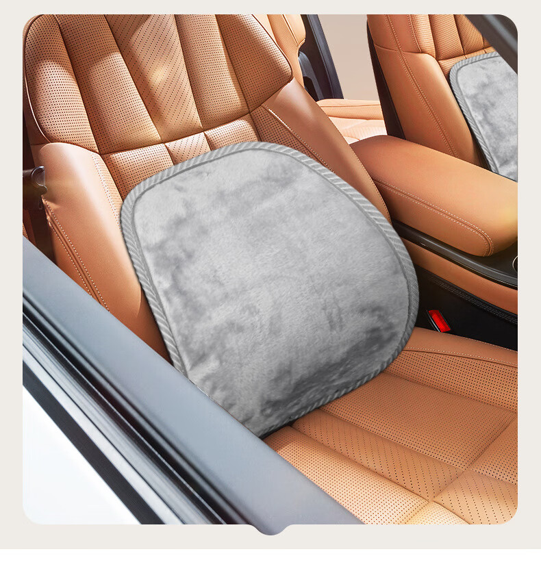 Dijialun Fleece-Lined Lumbar Support Cushion for Car, Winter Office Home Use, Plush Seat Back Support Pillow 2