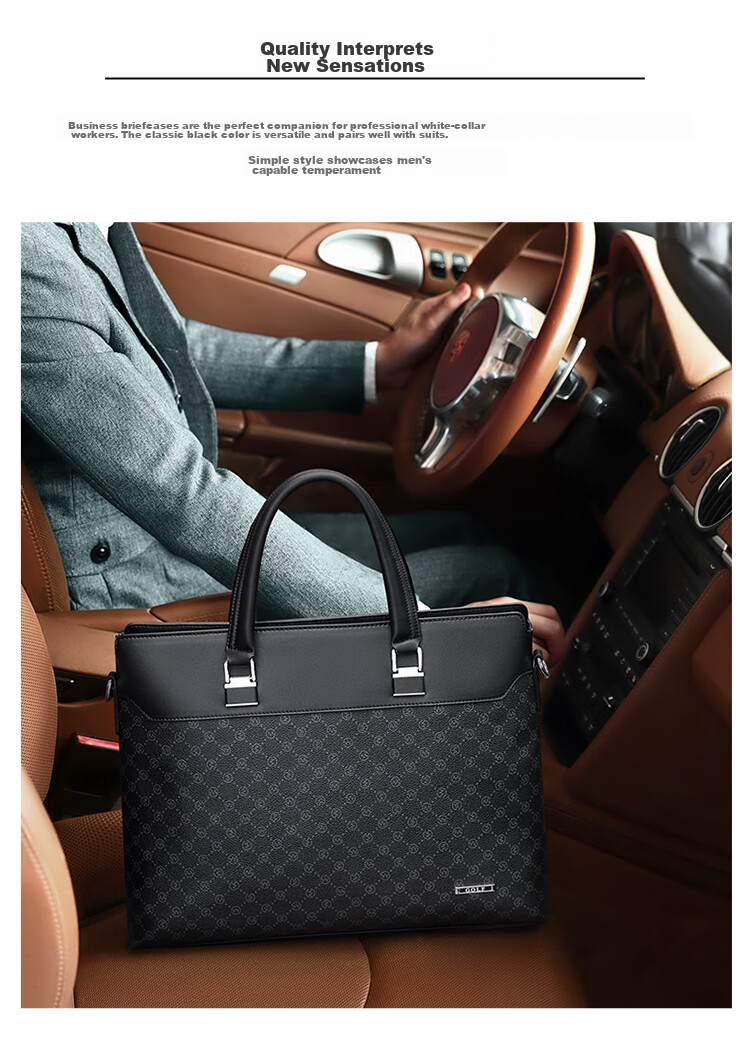 GOLF Briefcase, Men's Handbag, 14-Inch Laptop Bag, Business Office Travel Shoulder Crossbody Bag 3