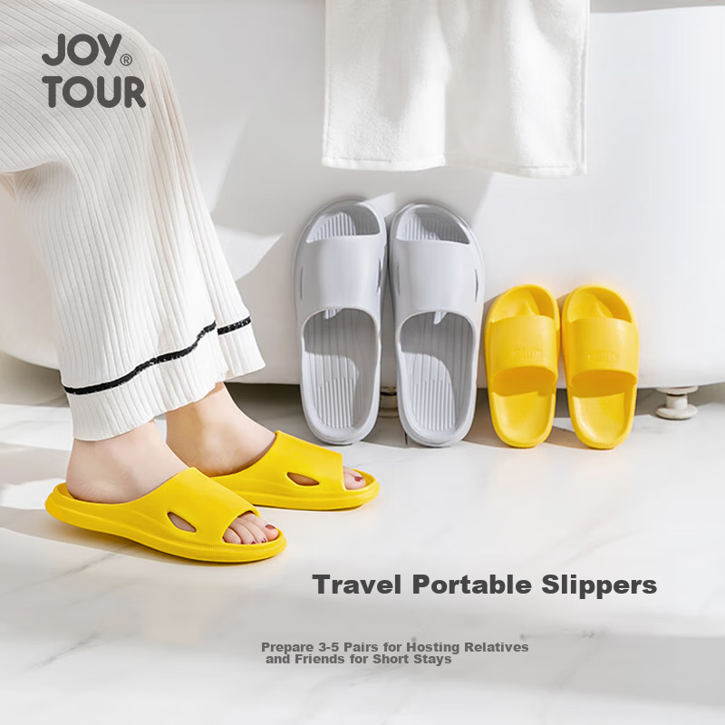 Одноразовые тапочки JOYTOUR для дома, гостей, отеля, нескользящие банные тапочки, желтые, размер 36-37