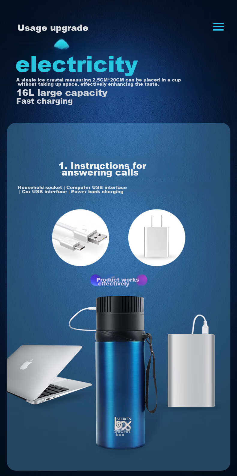 SECRETSBOX Insulin Cooler Box, Portable Rechargeable Car-Mounted Small Home-Use Growth Hormone Medicine Mini Refrigerator, Personal Thermos Cup 13