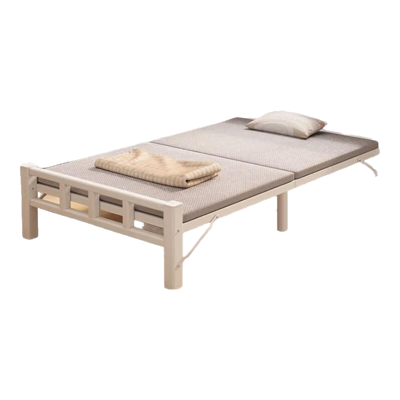 L&S Folding Single Bed Home Nap Bed Military Bed No Installation Hardboard Care Bed BGC857 White 80cm