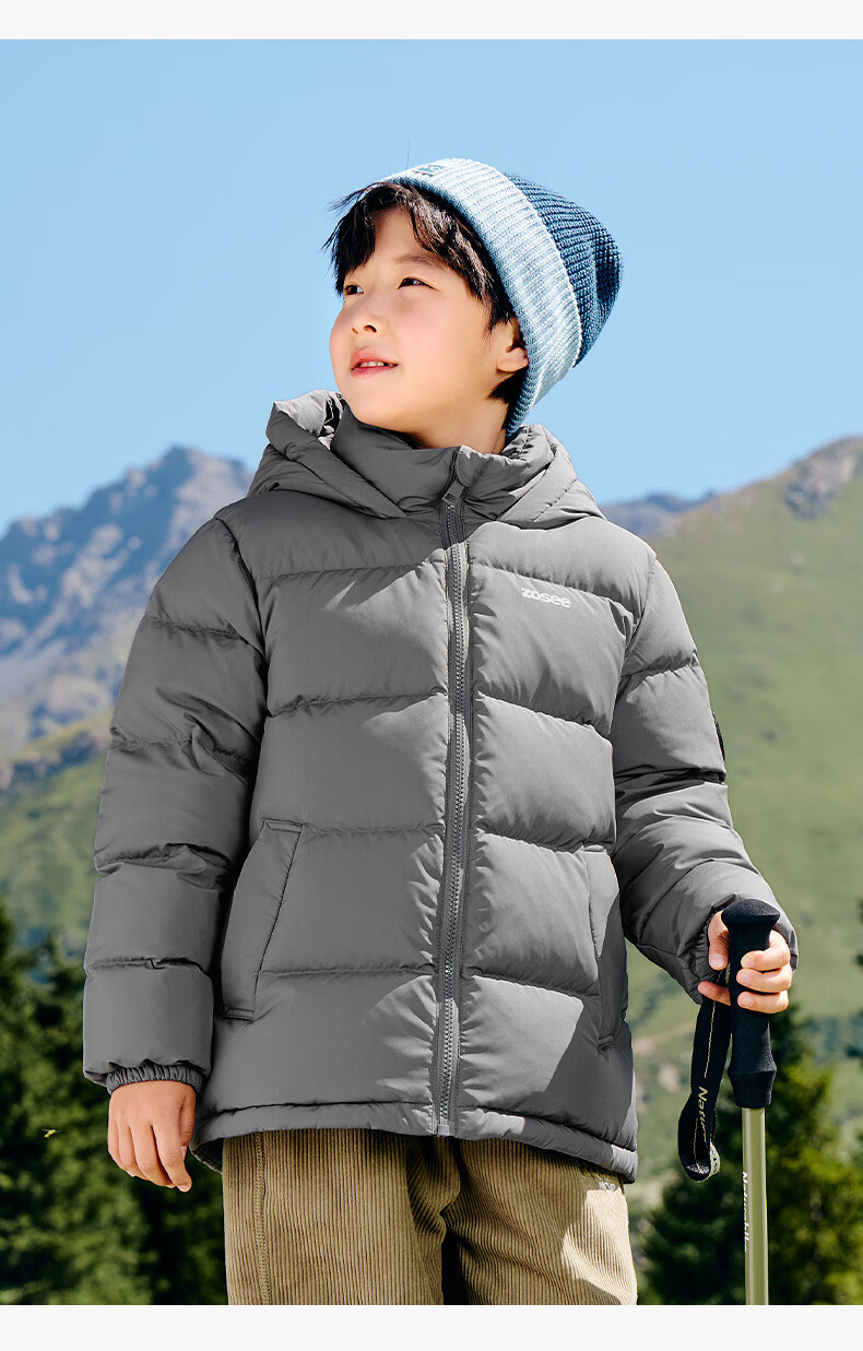 Zuoxi Children's down Jacket, 2025 New Style, Boys' Winter Warm And Cold-Resistant White Duck down Hooded Puffer Coat, Black, Size 150 35