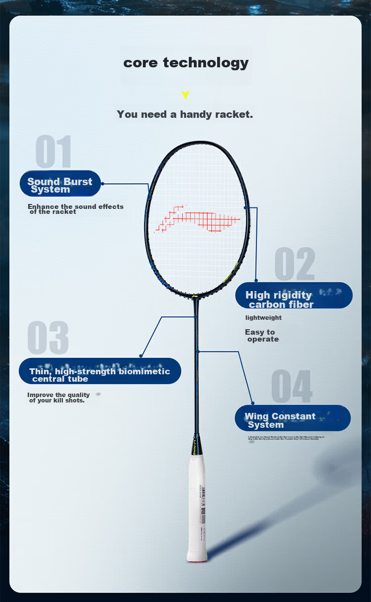 Li-Ning Badminton Racket, Leiting 10, Dark Purple Blue, 5U Unstrung Racket, AYPU109-5 3