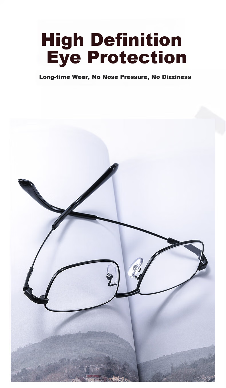 GOGOSOON Titanium Frame Crystal Reading Glasses for Men, Pure Natural Crystal Stone Glasses, High-Definition Ultra-Light, High-End Titanium Frame Vintage Gold 6