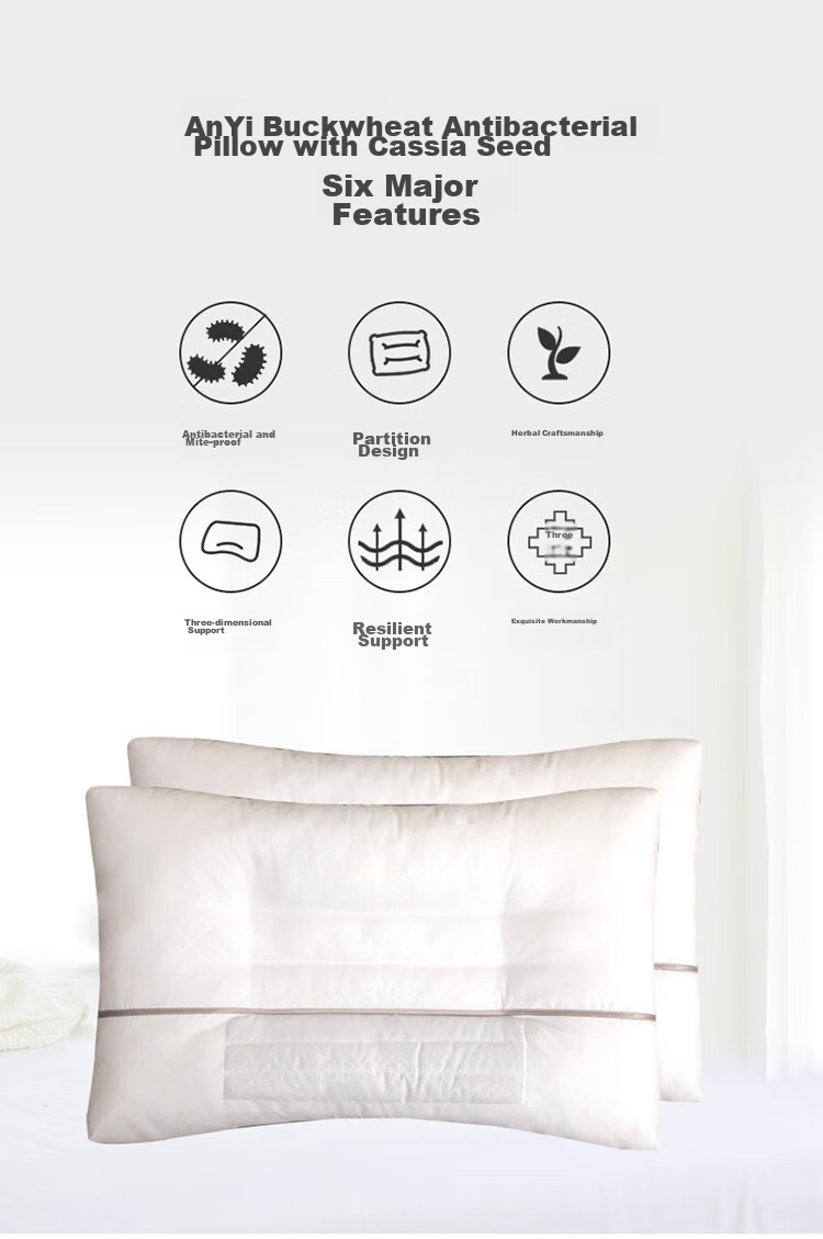 Dohia Home Textile Pillow, Cassia Seed Buckwheat Pillow Core Herbal Flower Pillow for Students And Adults, Cervical Spine Pillow, Single Piece 70*45cm 2