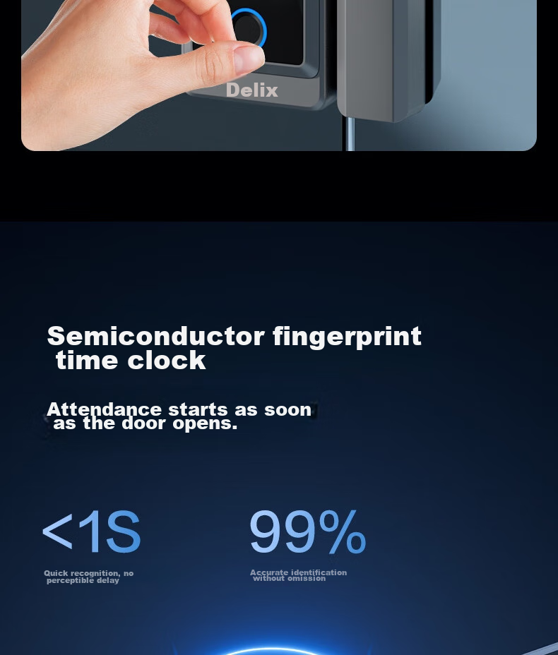 Deli Glass Door Lock, Smart Lock for Glass Doors, Fingerprint Lock, Password Lock, Access Control Machine, Attendance Machine, Integrated Office Glass Door Lock, Mini-Program Management AL120 11