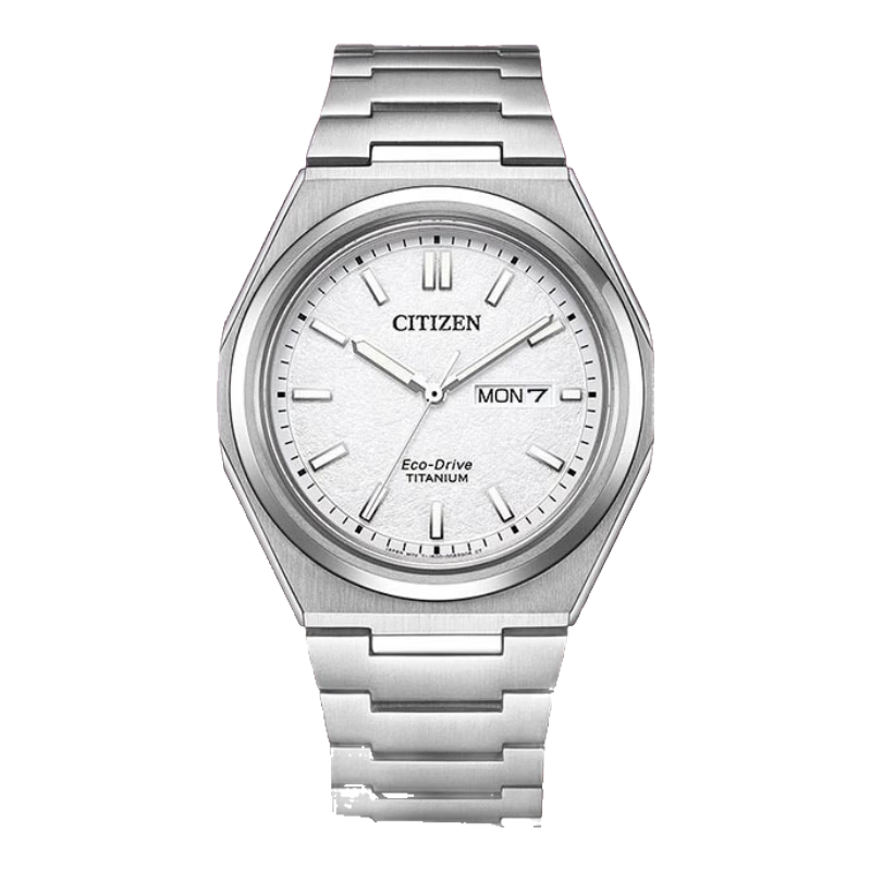 CITIZEN Watch for Men, Japanese And Korean Style, Light Power Display, Retro Dial, Comfortable Titanium, Gift for Boyfriend, AW0130-85A