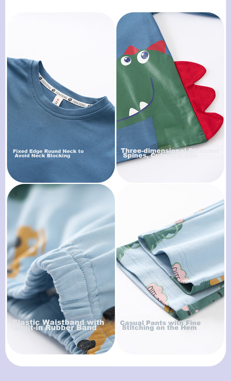 Fenteng Children's Pajamas for Boys, Pure Cotton Spring Season Sleepwear for Older Boys, Wearable Outside, Boys' Loungewear Q9X24790048 28