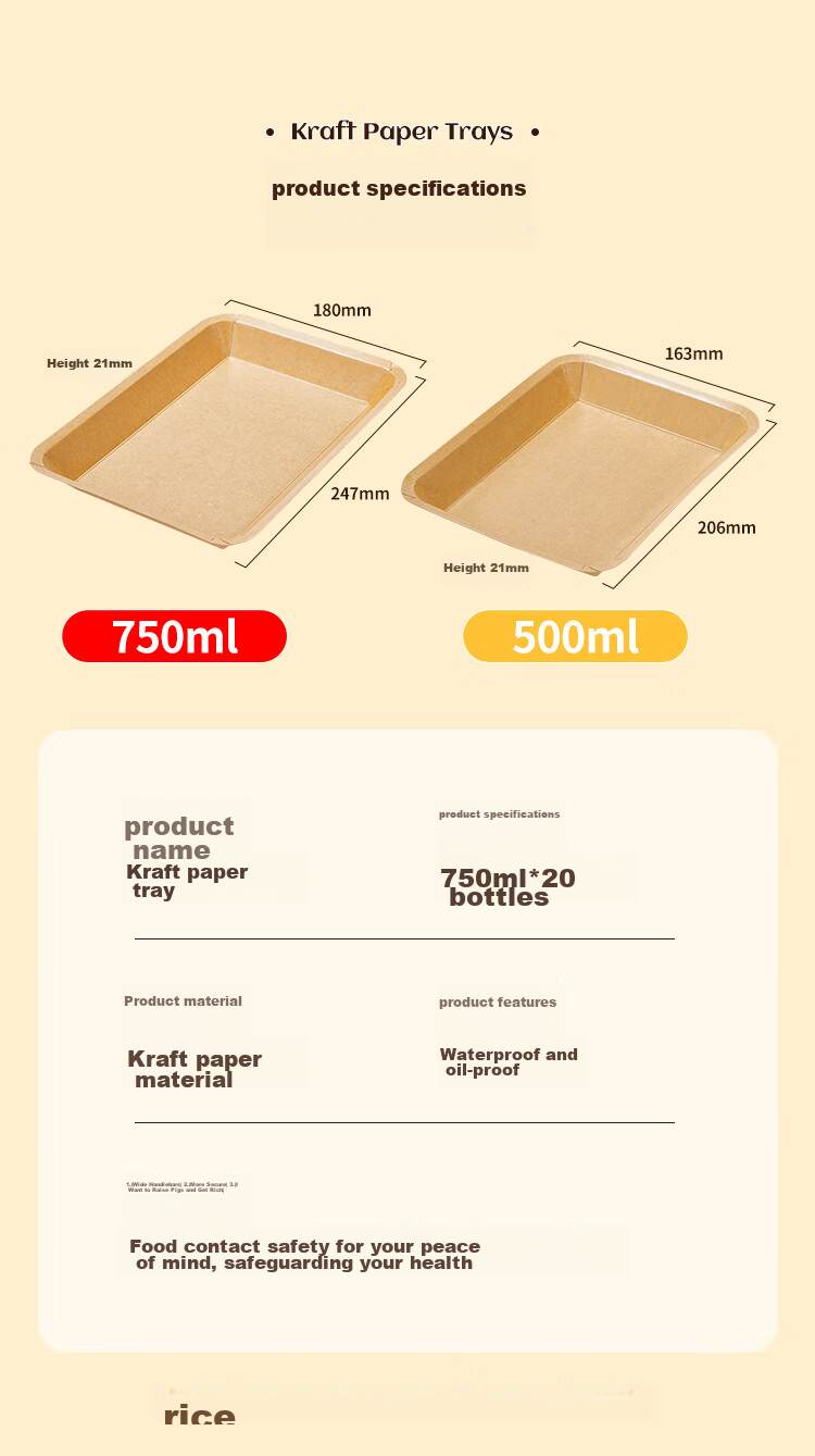 LANZIRAN Disposable Plates, 500ml*20 Pieces, Biodegradable Kraft Paper Plates, Barbecue Plates, Serving Trays, Dining Plates, Picnic Camping Utensils 3