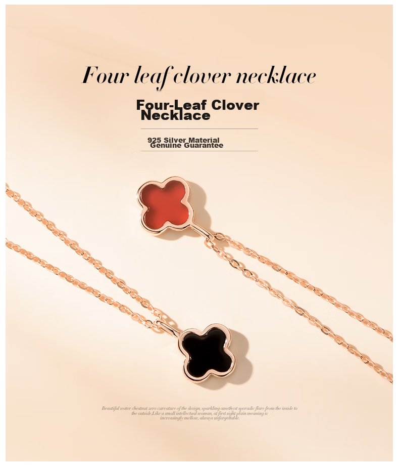 Grace Girl Four-Leaf Clover Necklace for Women, Simple And Elegant Rose Gold Collarbone Chain, Anniversary Birthday Gift for Girlfriend 2