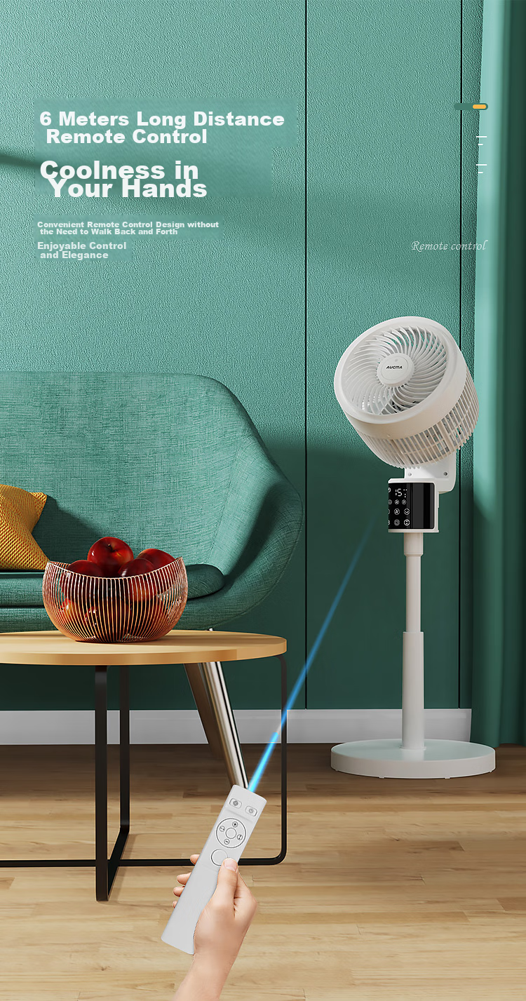 AUCMA Air Circulation Fan, Home Electric Fan, DC Inverter Floor Fan, Adjustable Height with Remote Control, Quiet Low-Noise Electric Fan, 8-Degree Oscillation Circulation Convection A205(Y) 4