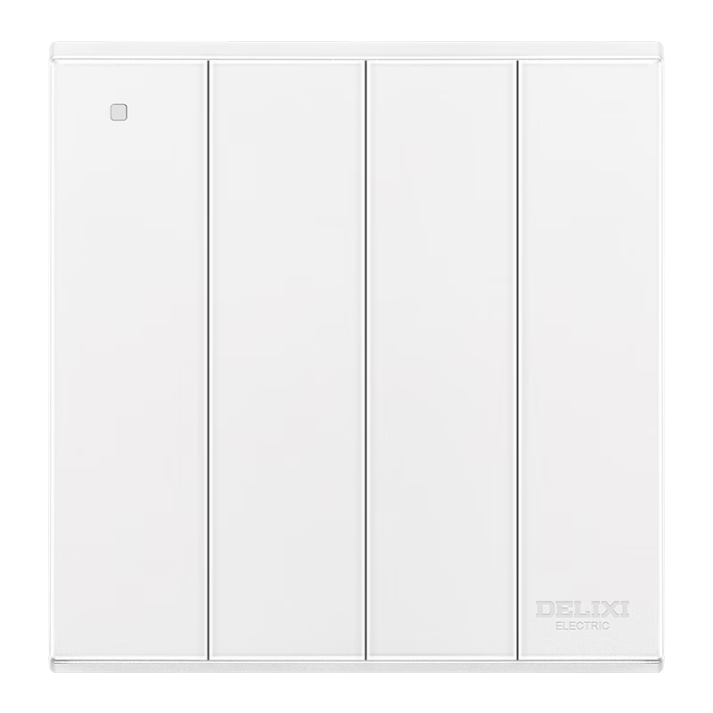DELIXI Switch Socket Panel, 86-Type Panel, CD229, Four-Gang Switch, Double-Control Switch, Matte White Large Panel