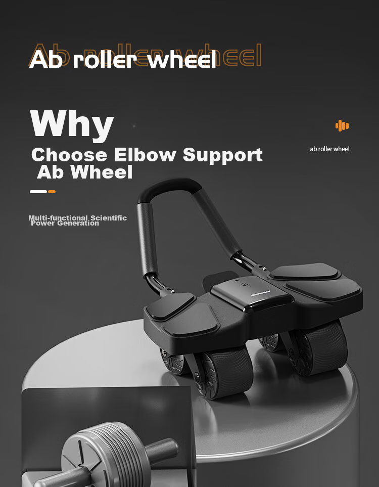 BOSHUJIAN Four-Wheel Ab Wheel with Elbow Support, Automatic Rebound Abdominal Muscle Roller, Weight Loss And Belly Fat Reduction Fitness Equipment 4