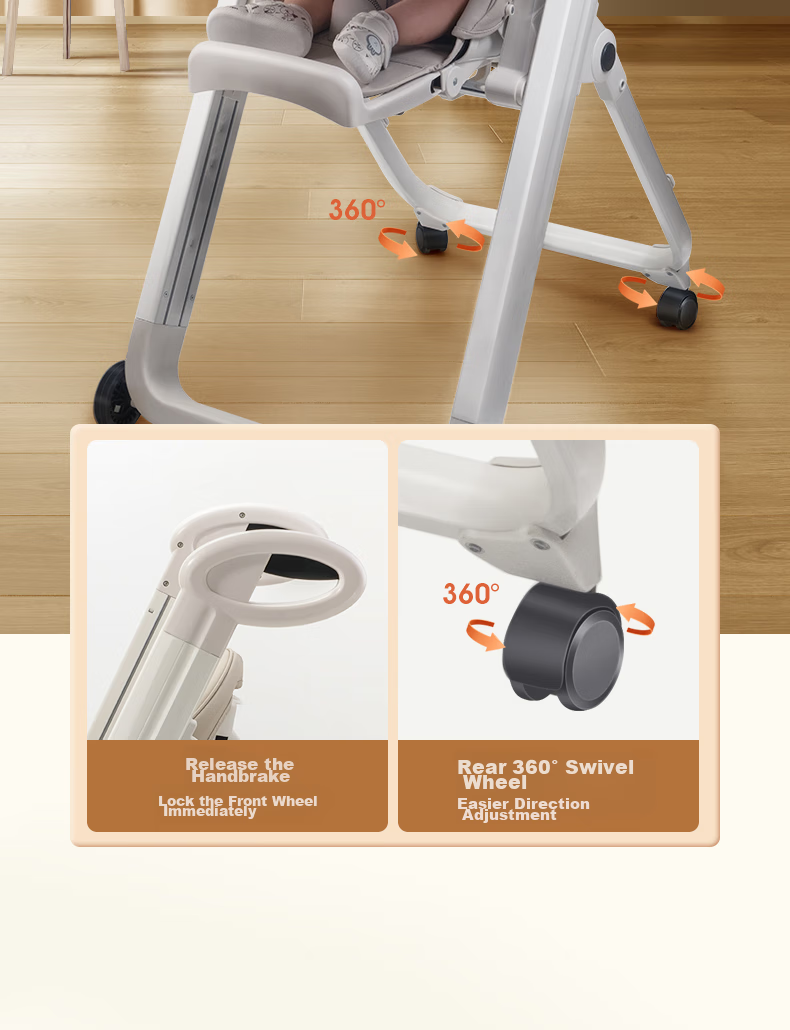 YEEHOO Children's Dining Chair, Multifunctional Foldable Portable Baby High Chair, Mobile Eating Chair for Infants 21
