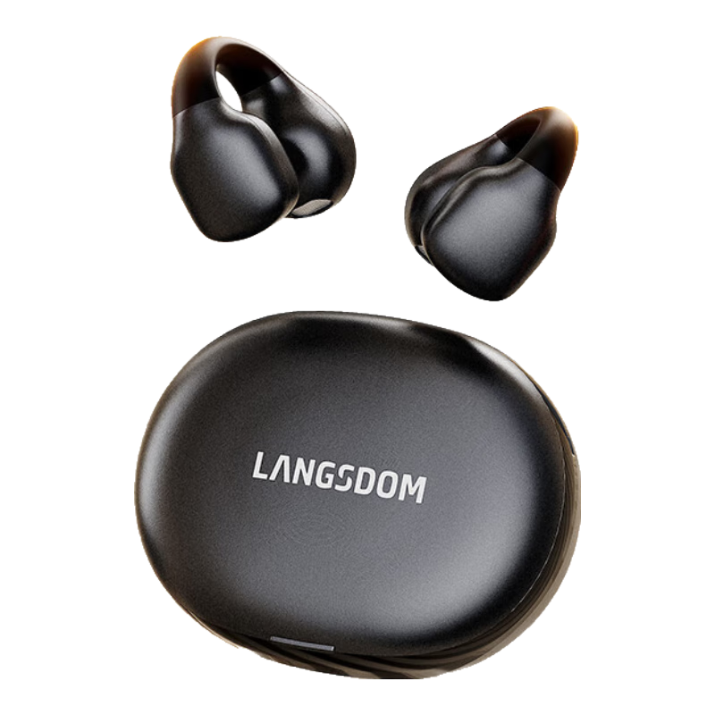 Lanshidun Bluetooth Headphones, Bone Conduction Concept Clip-On Wireless Open-Style Non-In, Sports Running Cycling Waterproof, Directional Sound Transmission ENC Calling Noise Reduction, Black