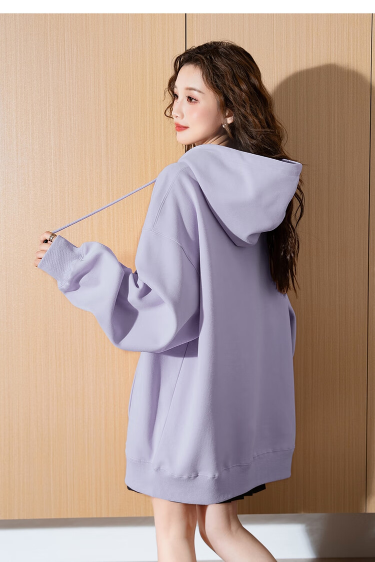 TonLion 2025 Women's Hooded Sweatshirt, Ins Knitted Fun Casual Graffiti Long-Sleeve Sweatshirt, Versatile Trendy, Light Mist Purple, L 6