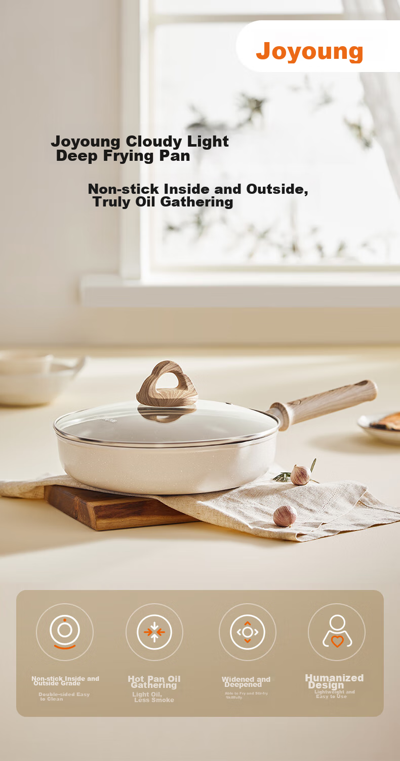 Joyoung Frying Pan, Oil-Gathering Breakfast Pan, Non-Stick Pan, Flat-Bottom Pan for Eggs And Steak, Magnetic Heating Compatible, Universal 28cm 2