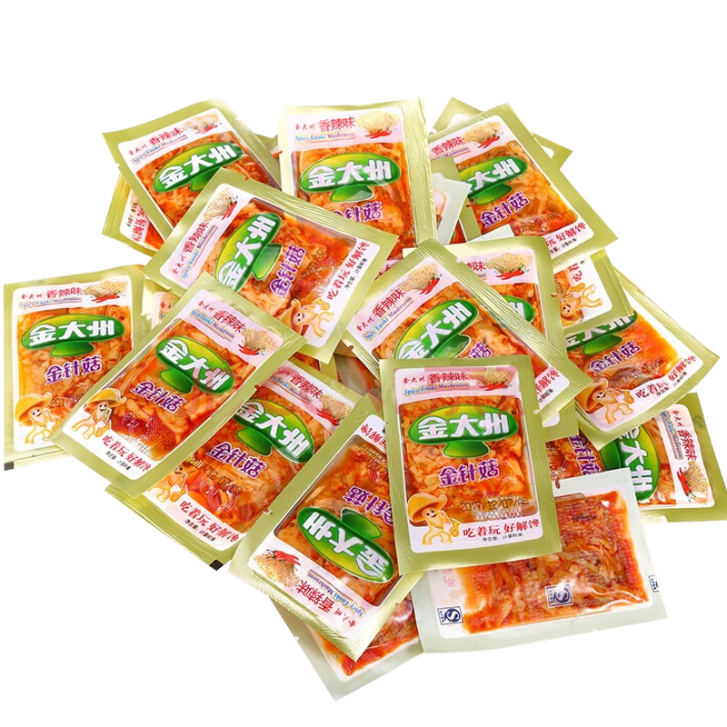 金大州 香辣红油金针菇 35g*20 休闲办公室零食素食小吃下饭菜