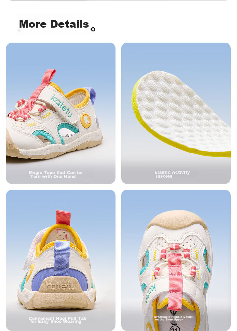 Katetu Toddler Sandals, Baby Sandals for Ages 1-3, Summer Children's Sandals, Boys And Girls Breathable Closed-Toe Functional Shoes X4BE019 12