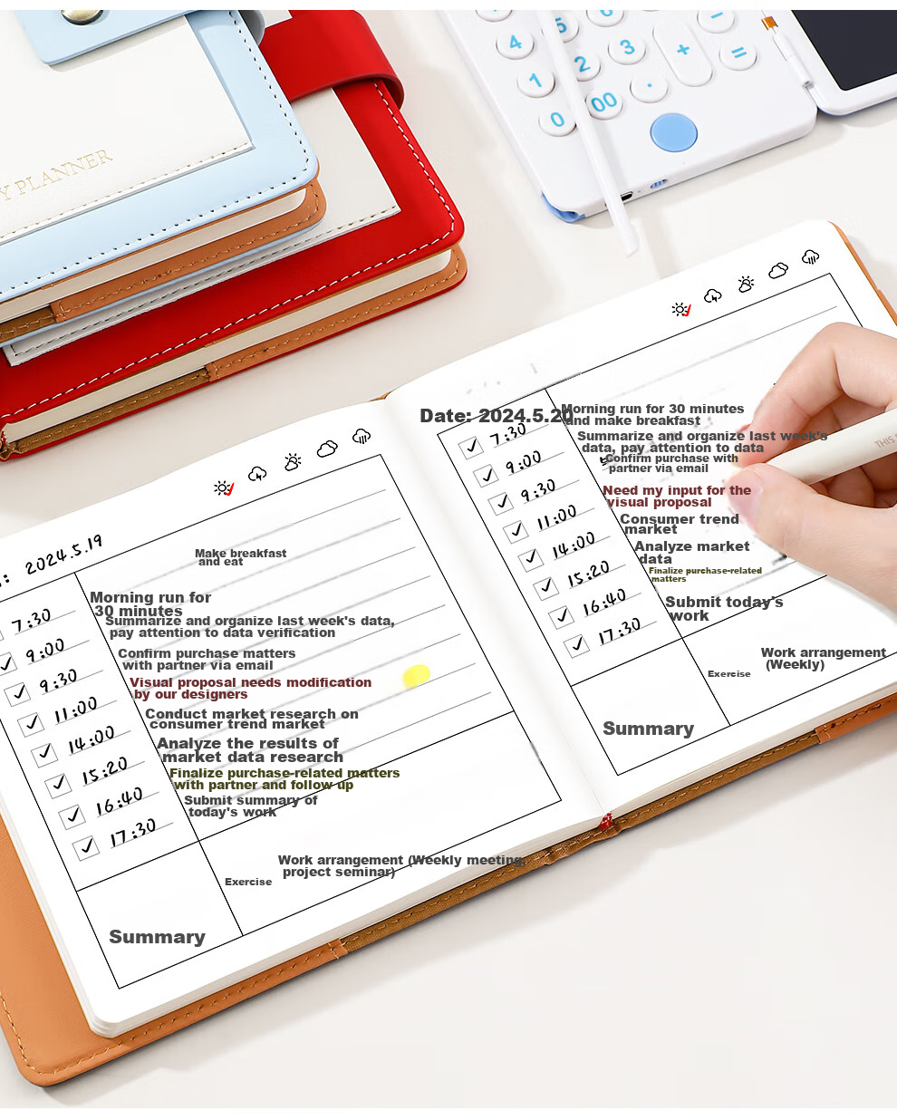 Jiaranheng Daily Planner, Square Notebook, Portable Stationery, Mini Pocket Notebook, Schedule Book, High-Quality Time Management, Self-Discipline Check-In Work And Study Notebook, Gray 16