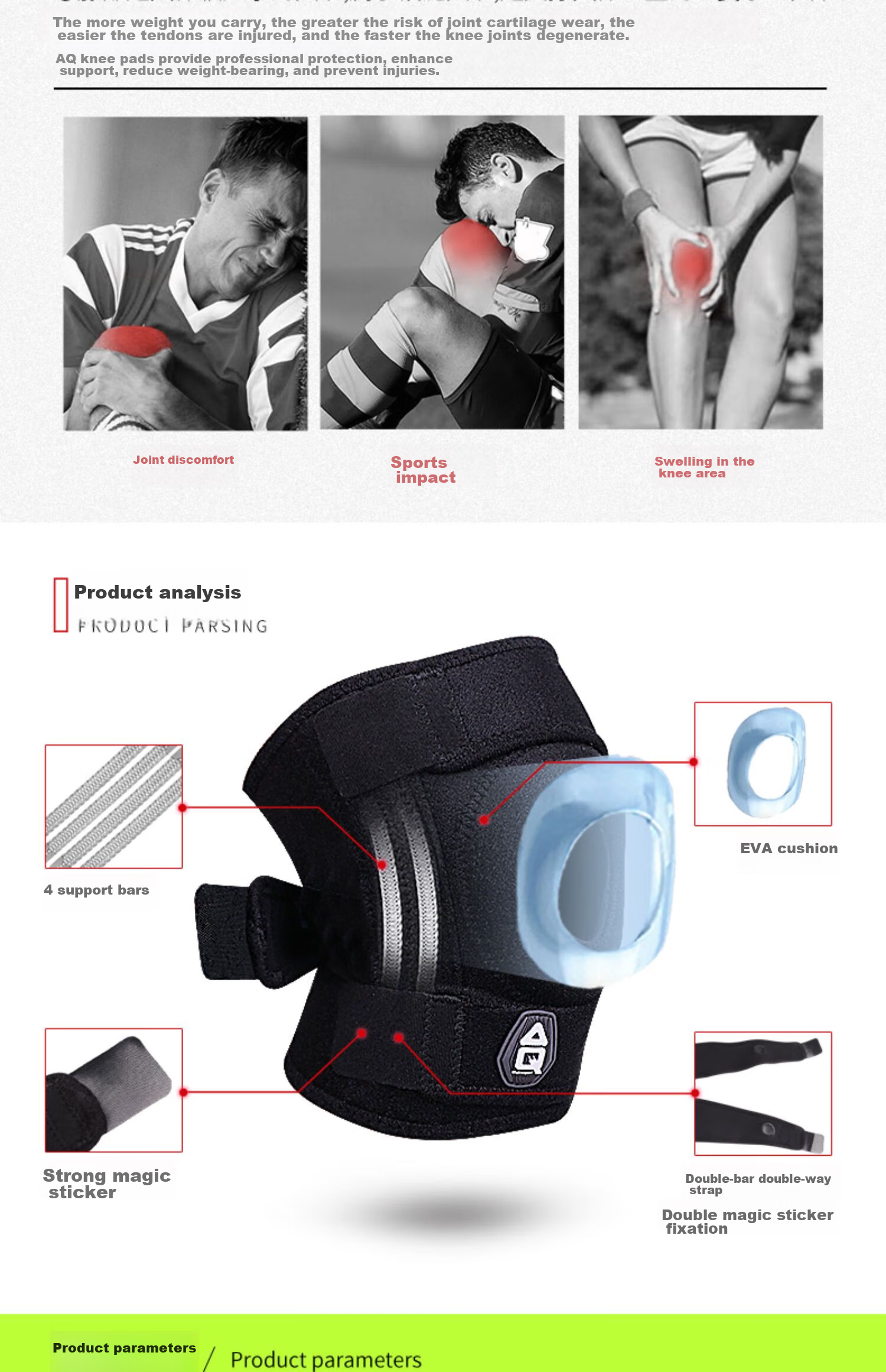 AQ Professional Sports Knee Brace for Men And Women, Suitable for Basketball, Badminton, Running, Hiking, Meniscus Protection W51502 L/XL Single Piece 5