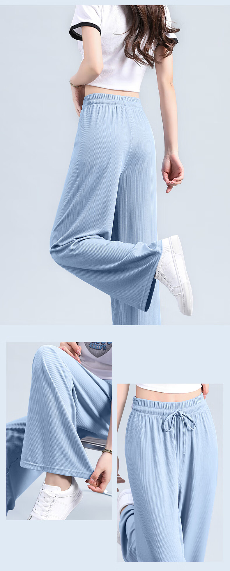 Baleno Women's Cooling Ice Silk Pants 2026 Summer Thin Wide-Leg Draped Casual Straight-Leg Trousers for Outdoor Sports 13