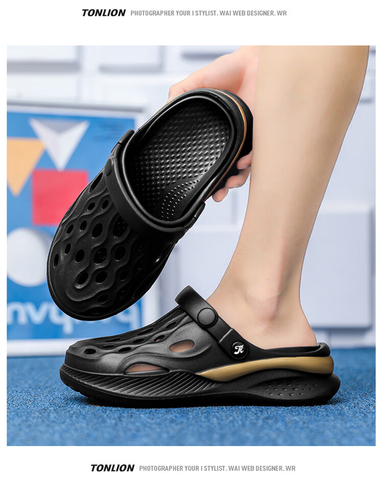 TonLion Sandals for Men And Women, Summer Couple Style, Hole Shoes, Men's Outdoor Breathable Beach Slippers, Beige Brown, Size 40/41 11
