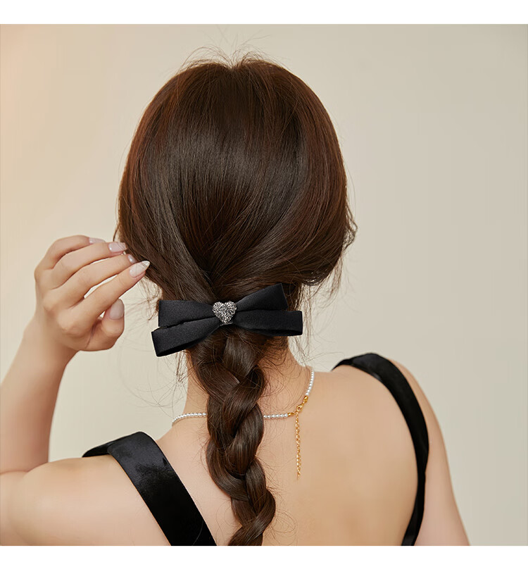 CHIMERA Chanel-Style Bow Heart Hair Clip, Top Clip, Spring Clip, Back of Head Half-Up Hairstyle Accessory, Women's Birthday Gift 5