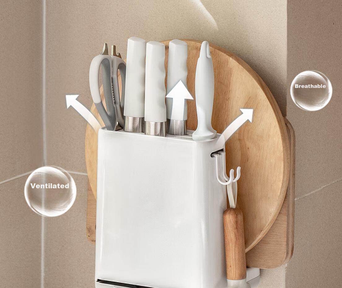Lanjiaoluo Kitchen Storage Rack, Knife Holder, Draining Rack, Cutting Board Stand, Integrated Knife And Chopping Board Organizer, Utensil Countertop Model 5