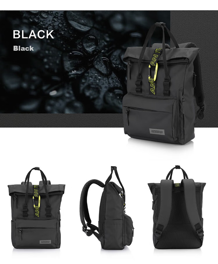 AMERICAN TOURISTER Roll-Up Bag, Casual Backpack, Travel Bag, Large Capacity Schoolbag, Laptop Bag, 24G, Black 11