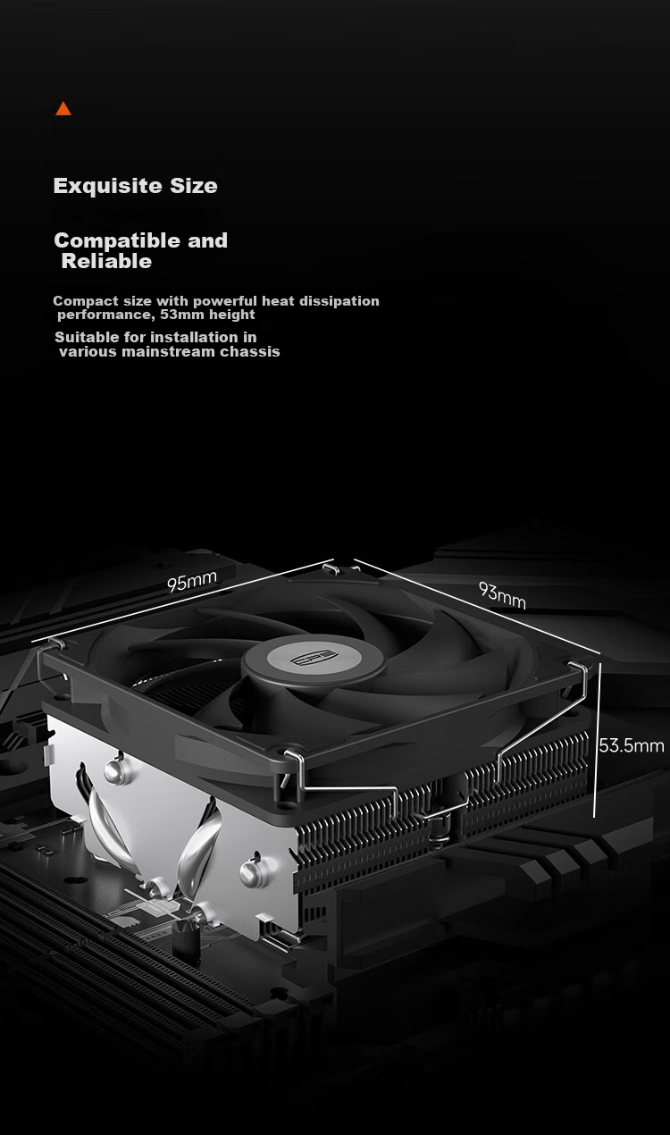 PCCOOLER RC400-53 ITX Air-Cooled CPU Cooler (Bottom Pressure/53mm Height/4 Heat Pipes/Copper Base with Reflow Soldering And Nickel Plating Process/Supports AM5 1700) 3