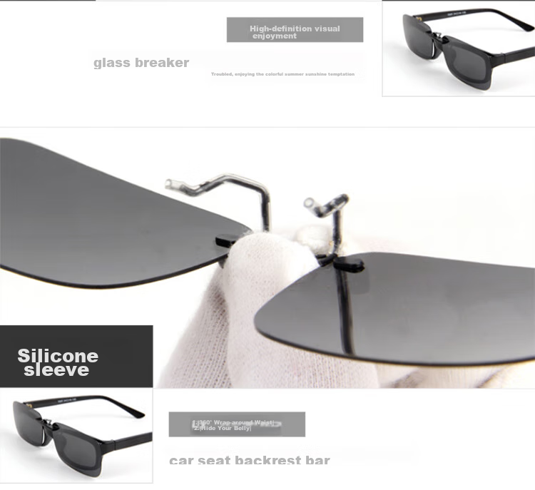 Quxing Polarized Clip-On Sunglasses, UV Protection Car Driving Sunglasses, Compatible with Nearsighted Glasses, Can Be Flipped Up to Form A Frog-Shaped Mirror 14