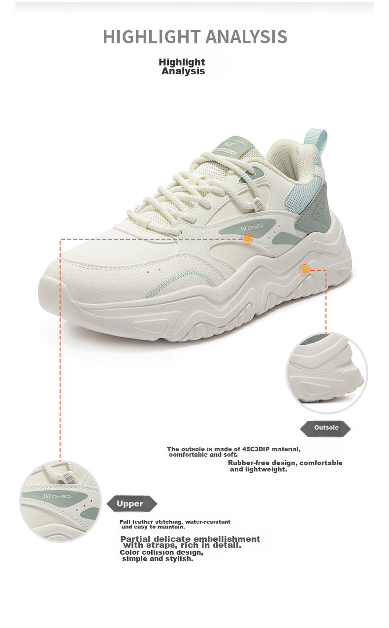 361° Women's Sports Shoes, Spring And Summer Mesh Thick-Soled Heightening Casual Commuter Dad Running Shoes for Women, 682426763F-1 77