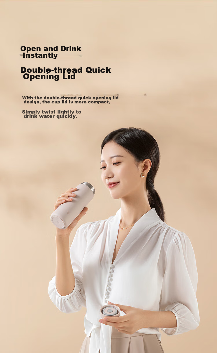 MIJIA Insulated Mug, 316 Stainless Steel Water Cup, Large Capacity Portable Tea Mug for Men And Women, 350ml White 8