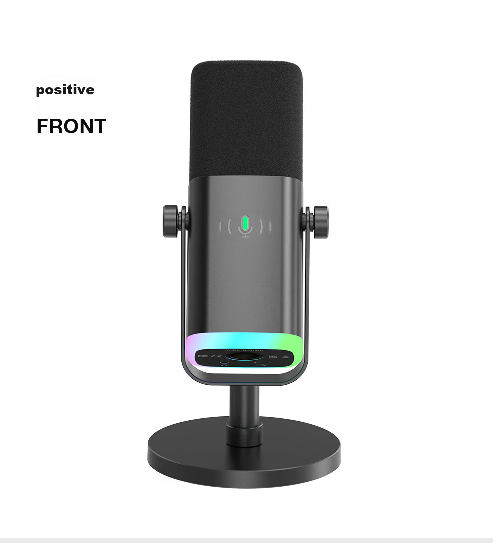 FIFINE Dynamic Noise-Cancelling USB Computer Microphone for Desktop Streamers, Live Streaming, Gaming, Recording, Karaoke, Video Use, with External Sound Card Support, Desktop RGB Microphone, Wired Microphone AM8 Black 26