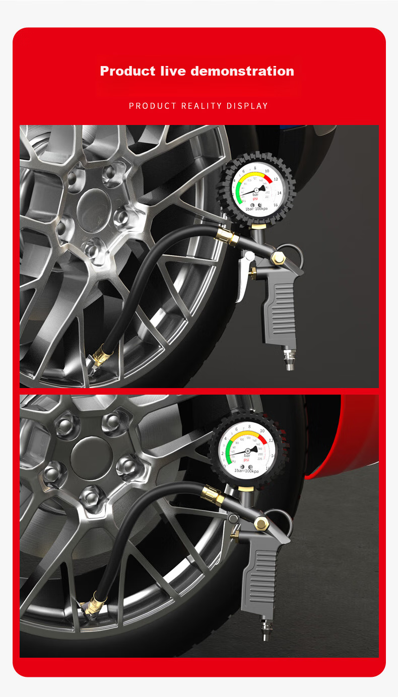Huangchi Oil-Immersed Tire Pressure Gauge, Can Deflate Tires, Tire Pressure Monitor, Car Tire Pressure Meter 15